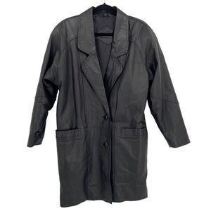 N.Y.D.A. New York‎ Direct Action Vintage Y2K 100% Leather Coat Black Small